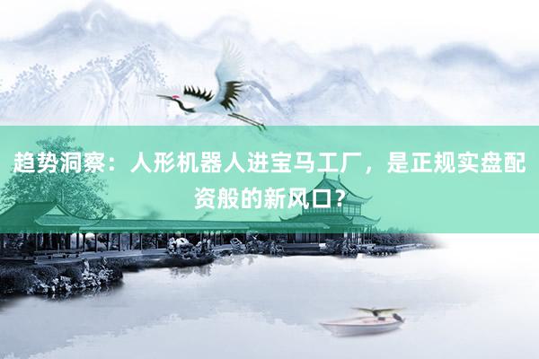 趋势洞察：人形机器人进宝马工厂，是正规实盘配资般的新风口？