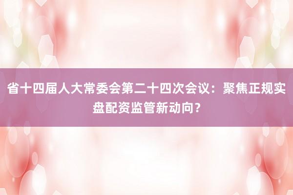 省十四届人大常委会第二十四次会议：聚焦正规实盘配资监管新动向？