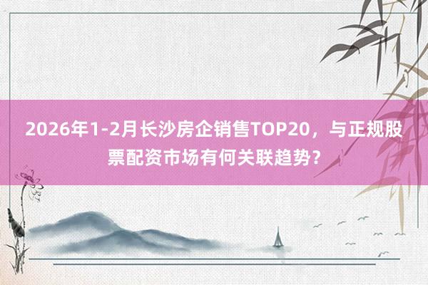 2026年1-2月长沙房企销售TOP20，与正规股票配资市场有何关联趋势？