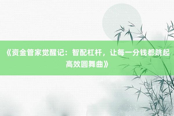 《资金管家觉醒记：智配杠杆，让每一分钱都跳起高效圆舞曲》