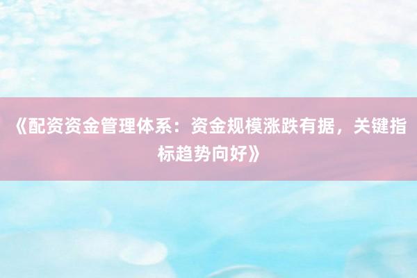 《配资资金管理体系：资金规模涨跌有据，关键指标趋势向好》