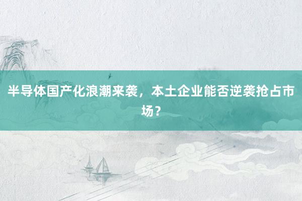 半导体国产化浪潮来袭，本土企业能否逆袭抢占市场？