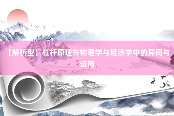 【解析型】杠杆原理在物理学与经济学中的异同与运用