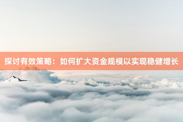 探讨有效策略：如何扩大资金规模以实现稳健增长