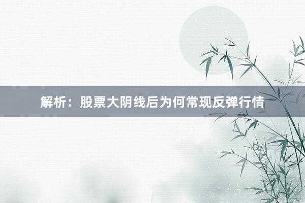 解析：股票大阴线后为何常现反弹行情