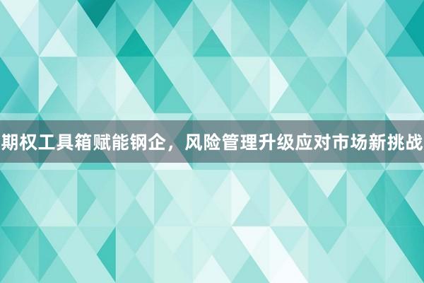 期权工具箱赋能钢企，风险管理升级应对市场新挑战