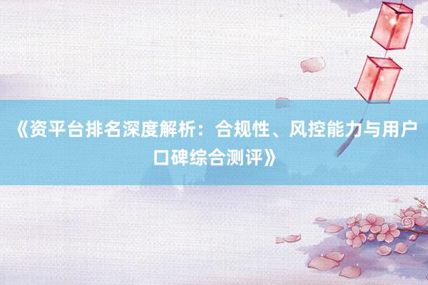《资平台排名深度解析：合规性、风控能力与用户口碑综合测评》