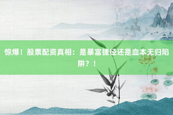 惊爆！股票配资真相：是暴富捷径还是血本无归陷阱？！
