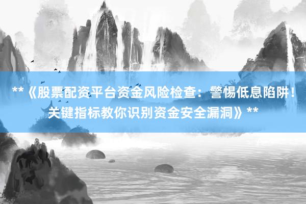 **《股票配资平台资金风险检查：警惕低息陷阱！关键指标教你识别资金安全漏洞》**