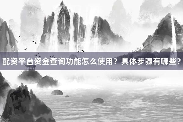 配资平台资金查询功能怎么使用？具体步骤有哪些？