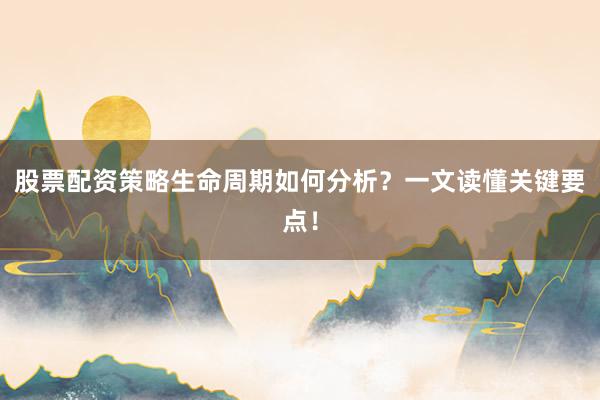 股票配资策略生命周期如何分析?一文读懂关键要点!