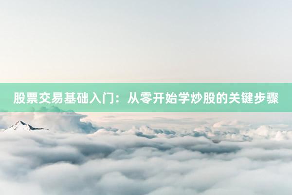 股票交易基础入门：从零开始学炒股的关键步骤