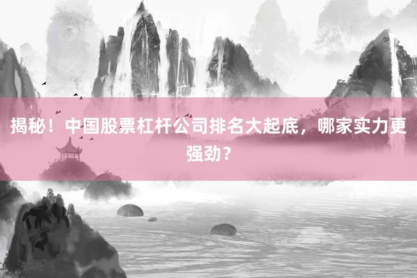 揭秘!中国股票杠杆公司排名大起底,哪家实力更强劲?