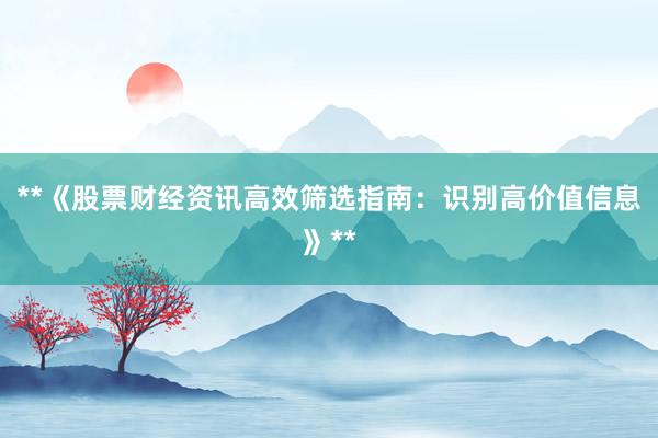 **《股票财经资讯高效筛选指南：识别高价值信息》**